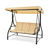 3 Seat Outdoor Porch Swing with Adjustable Canopy
