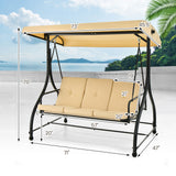3 Seat Outdoor Porch Swing with Adjustable Canopy