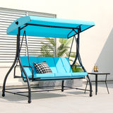 3 Seat Outdoor Porch Swing with Adjustable Canopy