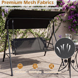 3-Seat Outdoor Patio Swing Chair with Breathable Mesh Fabrics