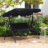 3 Seat Outdoor Patio Canopy Swing with Cushioned Steel Frame