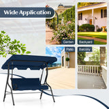 3 Seat Outdoor Patio Canopy Swing with Cushioned Steel Frame