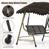 3-Seat Outdoor Porch Canopy Swing with Adjustable Shading