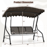 3-Seat Outdoor Porch Canopy Swing with Adjustable Shading