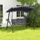 3-Seat Outdoor Porch Canopy Swing with Adjustable Shading