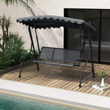 3-Seat Outdoor Porch Canopy Swing with Adjustable Shading