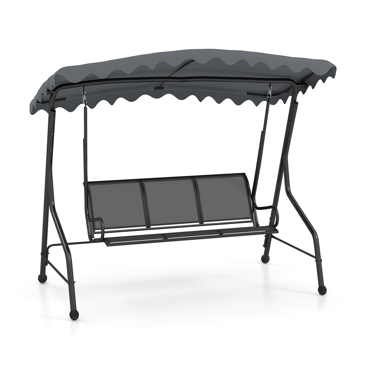 3-Seat Outdoor Porch Canopy Swing with Adjustable Shading