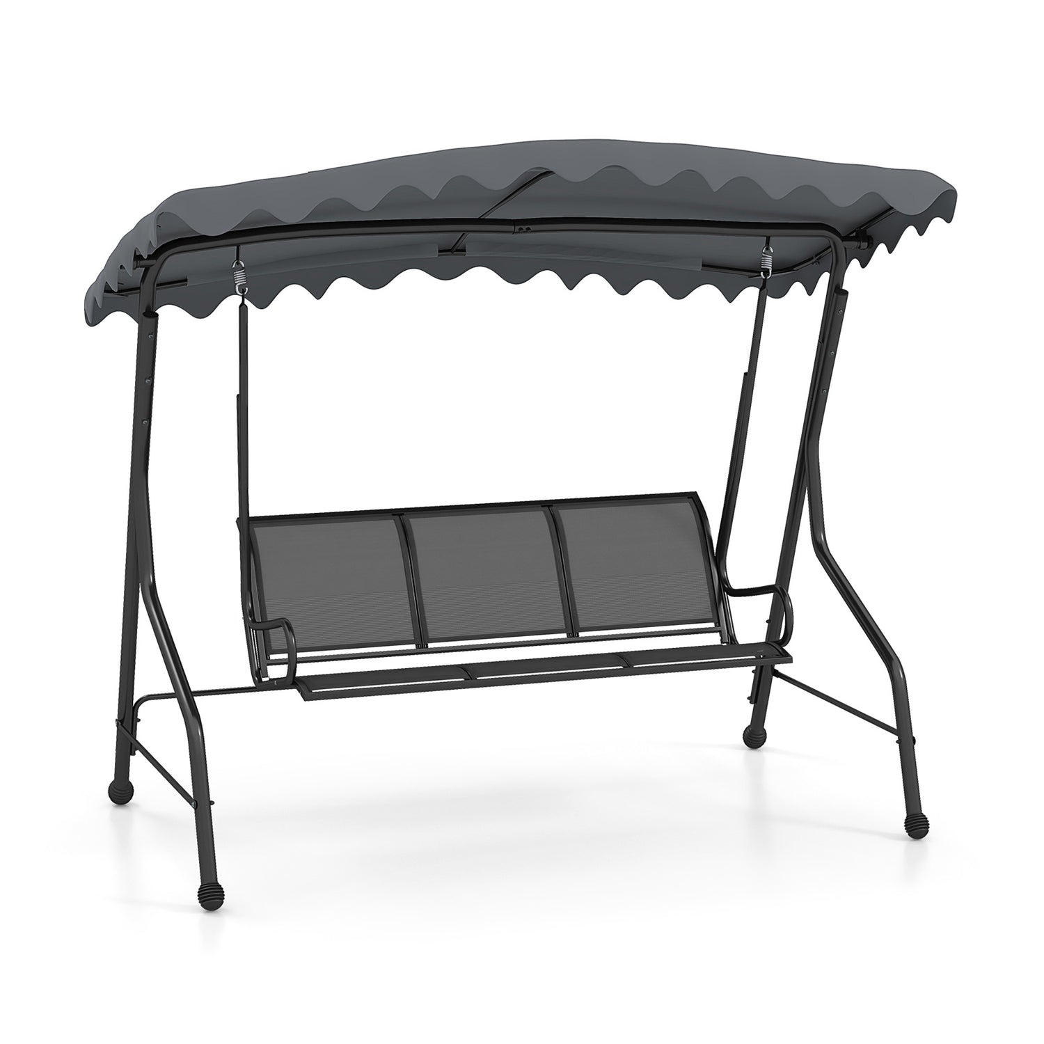 3-Seat Outdoor Porch Canopy Swing with Adjustable Shading