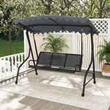 3-Seat Outdoor Porch Canopy Swing with Adjustable Shading