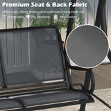 3-Seat Outdoor Porch Canopy Swing with Adjustable Shading