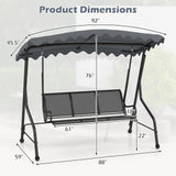 3-Seat Outdoor Porch Canopy Swing with Adjustable Shading