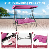 3 Seat Outdoor Porch Swing with Adjustable Canopy