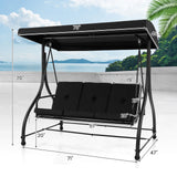 3 Seat Outdoor Porch Swing with Adjustable Canopy