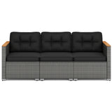 3-Seat Patio Couch Sofa PE Rattan Loveseat Furniture Set with Deep Seating and Cushion-Mix Grey