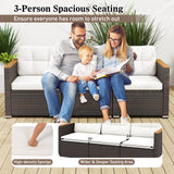 3-Seat Patio Couch Sofa with Deep Seating and Cushion-White