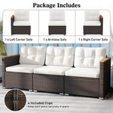 3-Seat Patio Couch Sofa with Deep Seating and Cushion-White