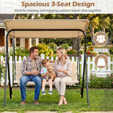 3-Seat Patio Swing Chair with Adjustable Canopy & Removable Cushion