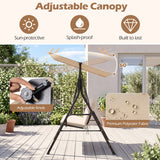 3-Seat Patio Swing Chair with Adjustable Canopy & Removable Cushion