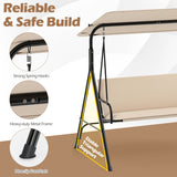 3-Seat Patio Swing Chair with Adjustable Canopy & Removable Cushion