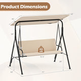 3-Seat Patio Swing Chair with Adjustable Canopy & Removable Cushion