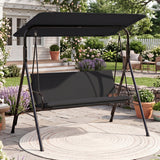 3-Seat Patio Swing Chair with Adjustable Canopy & Removable Cushion