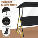 3-Seat Patio Swing Chair with Adjustable Canopy & Removable Cushion