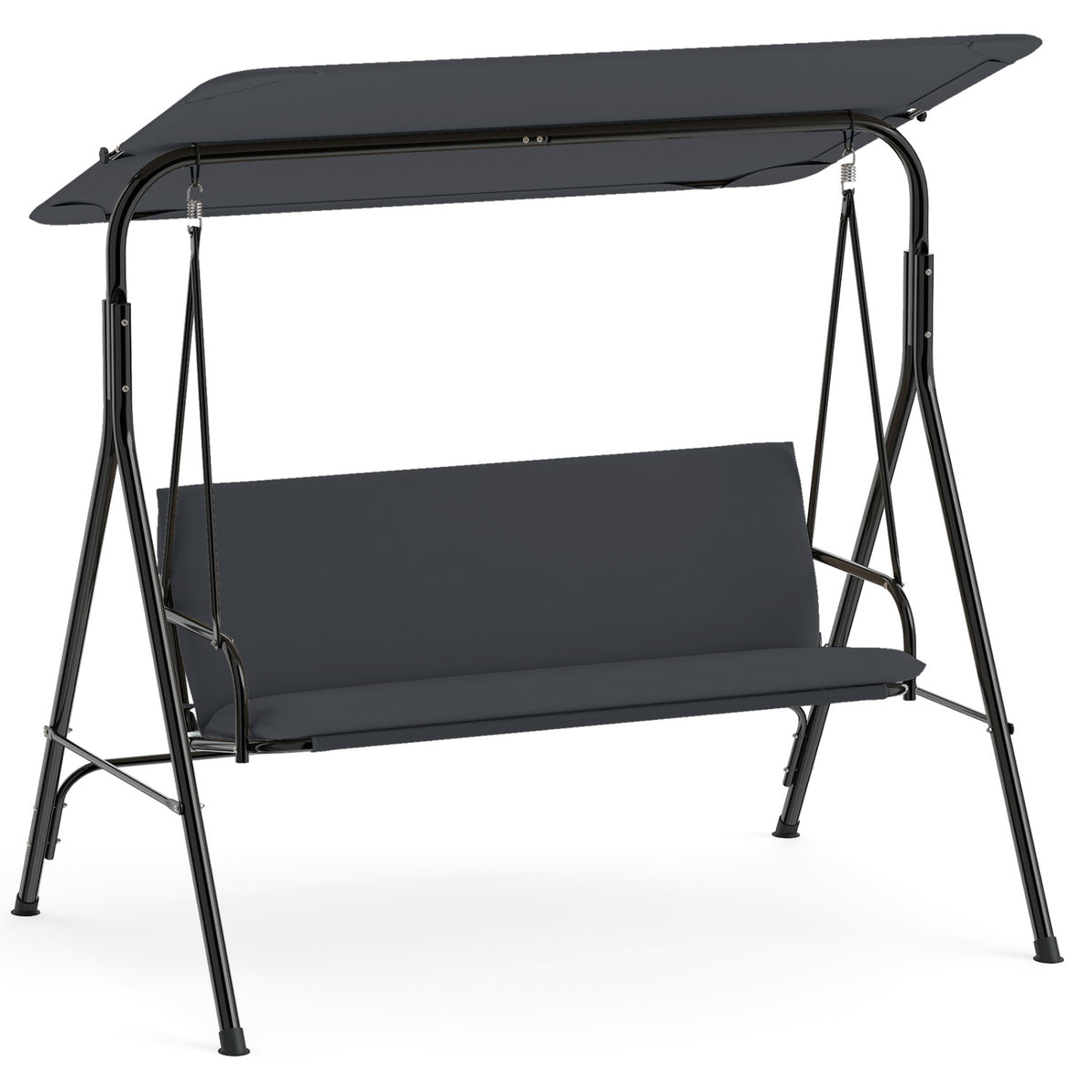 3-Seat Patio Swing Chair with Adjustable Canopy & Removable Cushion