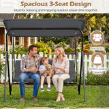 3-Seat Patio Swing Chair with Adjustable Canopy & Removable Cushion