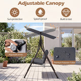 3-Seat Patio Swing Chair with Adjustable Canopy & Removable Cushion