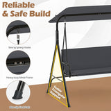 3-Seat Patio Swing Chair with Adjustable Canopy & Removable Cushion