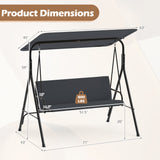 3-Seat Patio Swing Chair with Adjustable Canopy & Removable Cushion