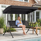 3-Seat Patio Swing Chair with Adjustable Canopy