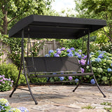 3-Seat Patio Swing Chair with Adjustable Canopy
