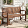 3-Seater Outdoor Wooden Bench 59 inch Large Garden Bench with Backrest