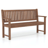 3-Seater Outdoor Wooden Bench 59 inch Large Garden Bench with Backrest