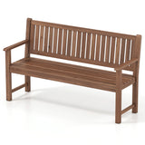 3-Seater Outdoor Wooden Bench 59 inch Large Garden Bench with Backrest