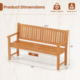 3-Seater Outdoor Wooden Bench 59 inch Large Garden Bench with Backrest