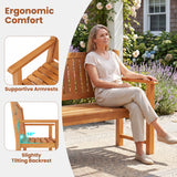 3-Seater Outdoor Wooden Bench 59 inch Large Garden Bench with Backrest