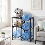 3-Tier 5 Gallon Water Jug Holder with Shelves-Black
