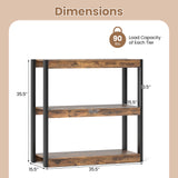 3 Tier Bookshelf Wooden Bookcase with Dual Anti-Tipping Kits