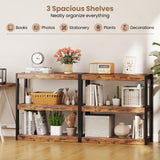 3 Tier Bookshelf Wooden Bookcase with Dual Anti-Tipping Kits