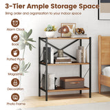 3-Tier Bookshelf with Heavy-Duty Metal Frame