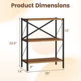 3-Tier Bookshelf with Heavy-Duty Metal Frame