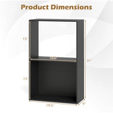 3-Tier Bookshelf with Open Storage Compartment and Freestanding Display Shelf
