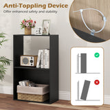 3-Tier Bookshelf with Open Storage Compartment and Freestanding Display Shelf