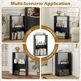 3-Tier Bookshelf with Open Storage Compartment and Freestanding Display Shelf