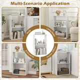 3-Tier Bookshelf with Open Storage Compartment and Freestanding Display Shelf