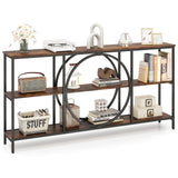 3-Tier Console Table with Faux Marble Top and Storage Shelves for Hallway Living Room