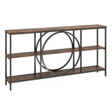 3-Tier Console Table with Faux Marble Top and Storage Shelves for Hallway Living Room