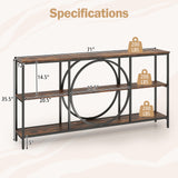 3-Tier Console Table with Faux Marble Top and Storage Shelves for Hallway Living Room